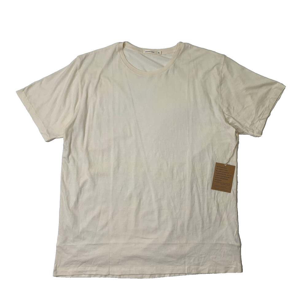 Industry of All Nations Shirt Mens XL Extra Large Cream Cotton Unbleached Undyed
